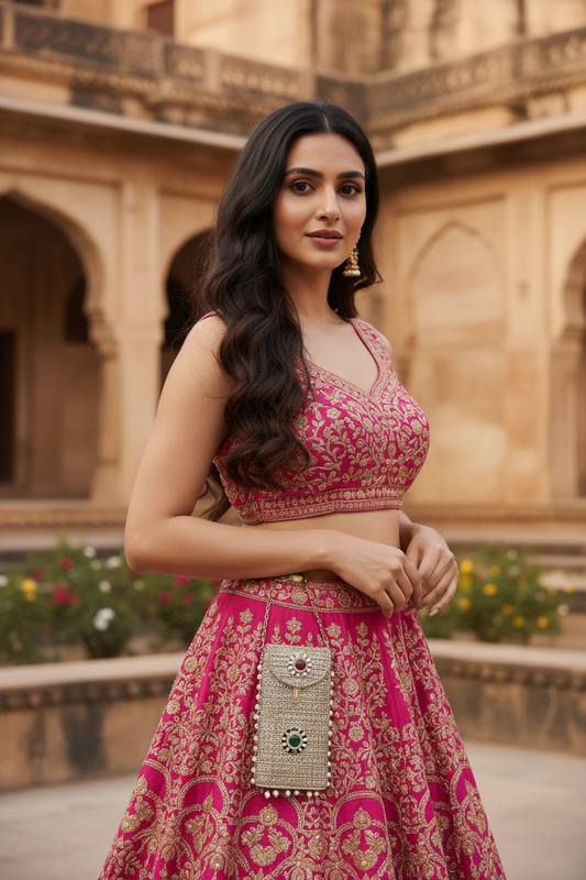 Manikya Silver Brass Mobile Clutch