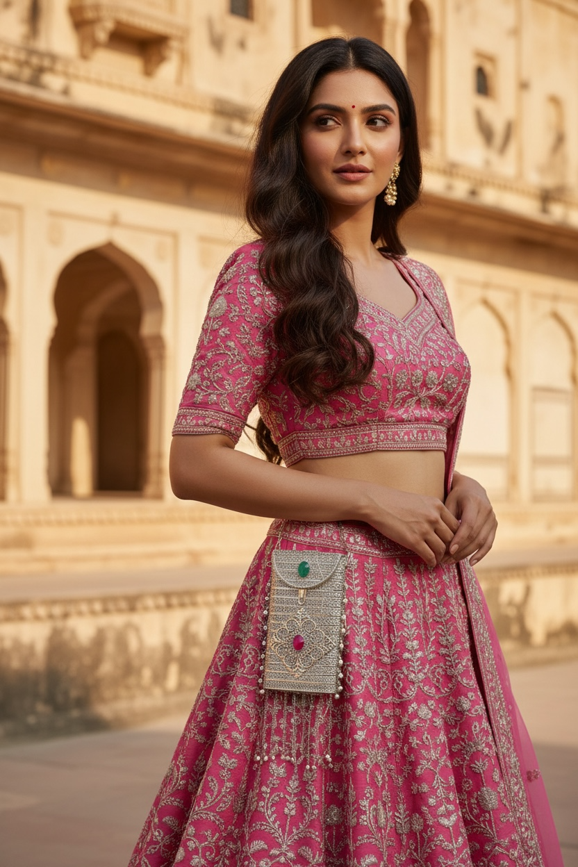 brass mobile clutch with tassel chains silver