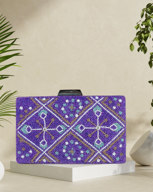 Rhombus Purple Box Clutch
