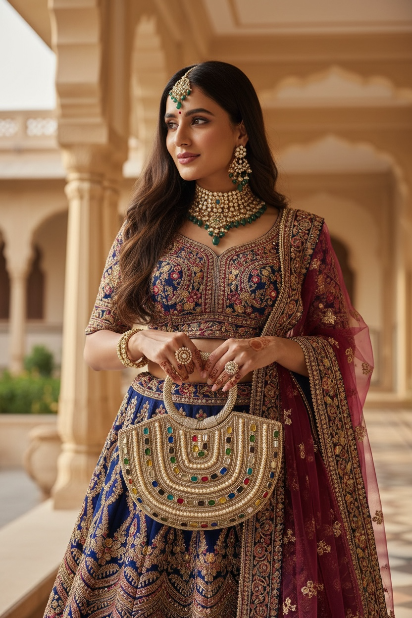 Navratna Antique Gold Kada Bag