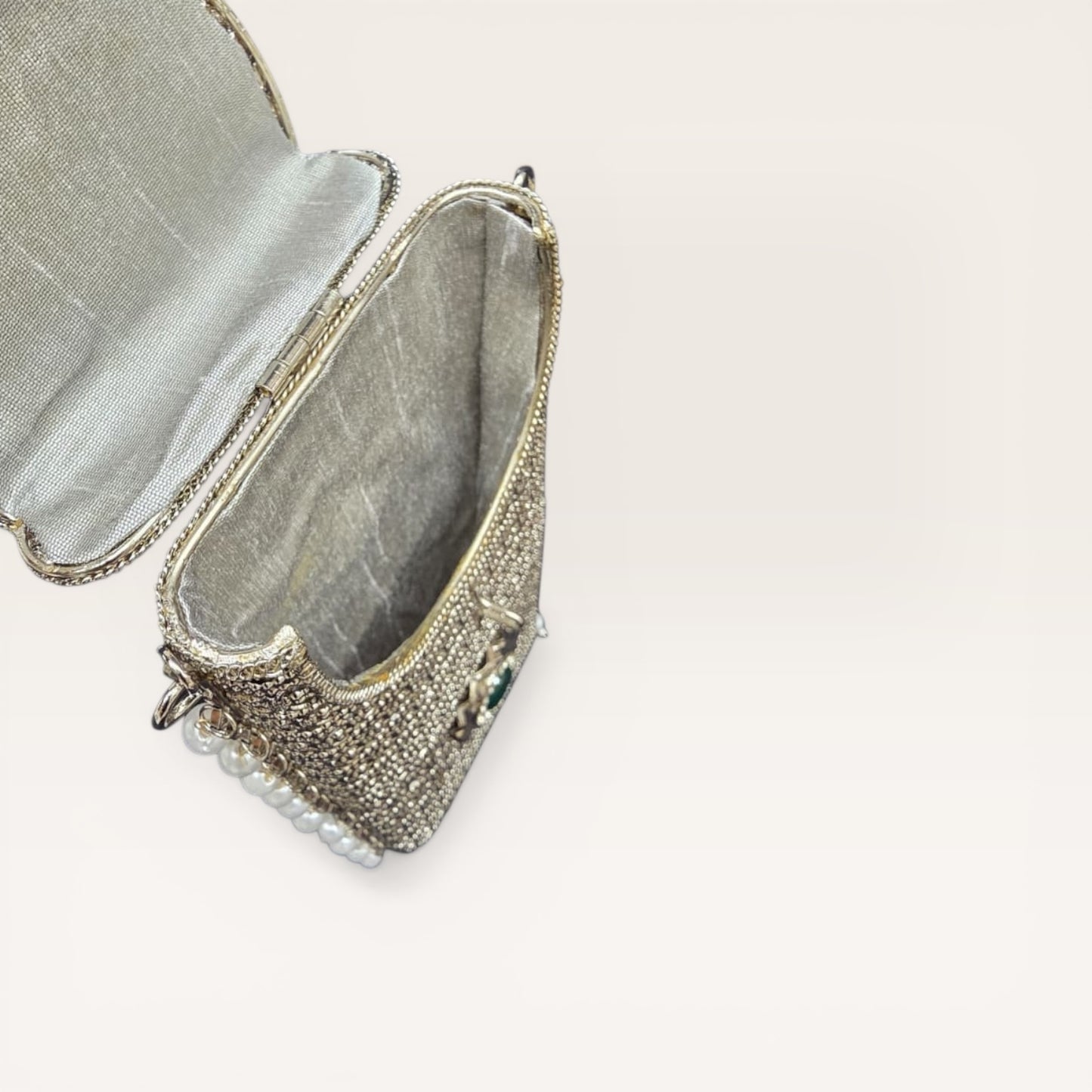 Manikya Silver Brass Mobile Clutch