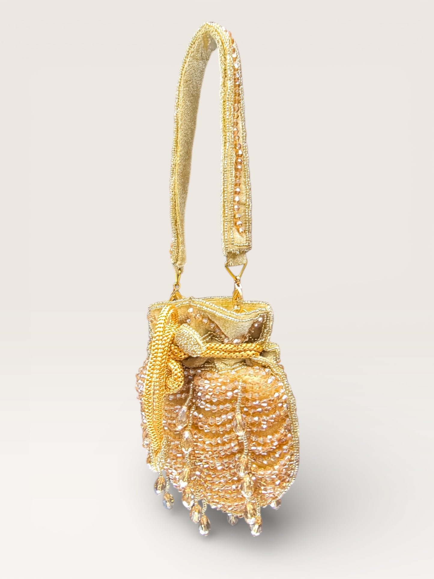 Rimzim Antique Gold Crystal Mini Potli