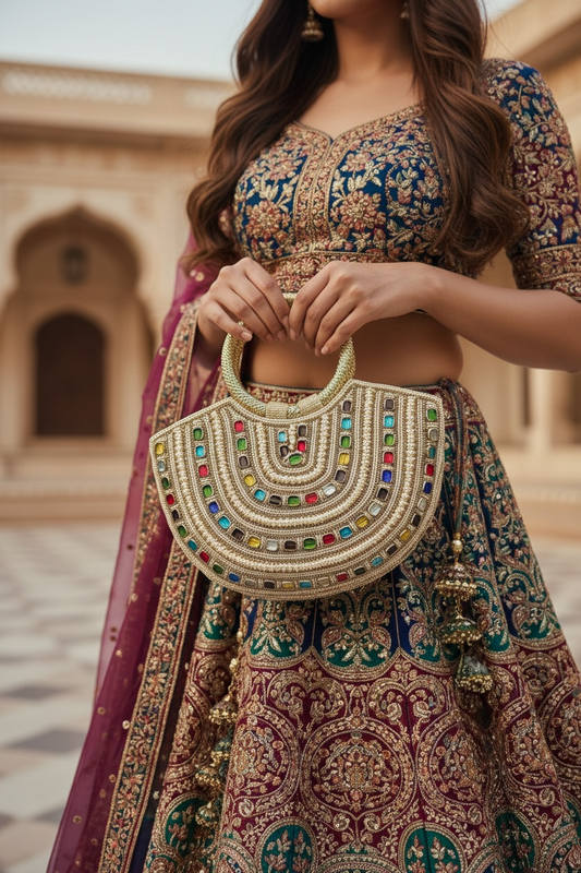 Navratna Beige Gold Kada Bag