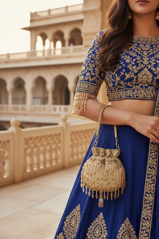 Crysta Antique Gold Mini Potli