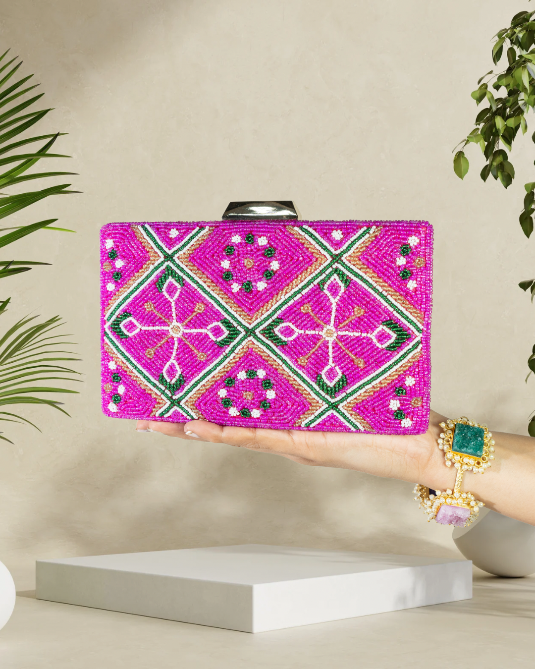 Rhombus Rani Patola Box Clutch