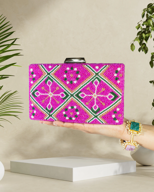 Rhombus Rani Patola Box Clutch