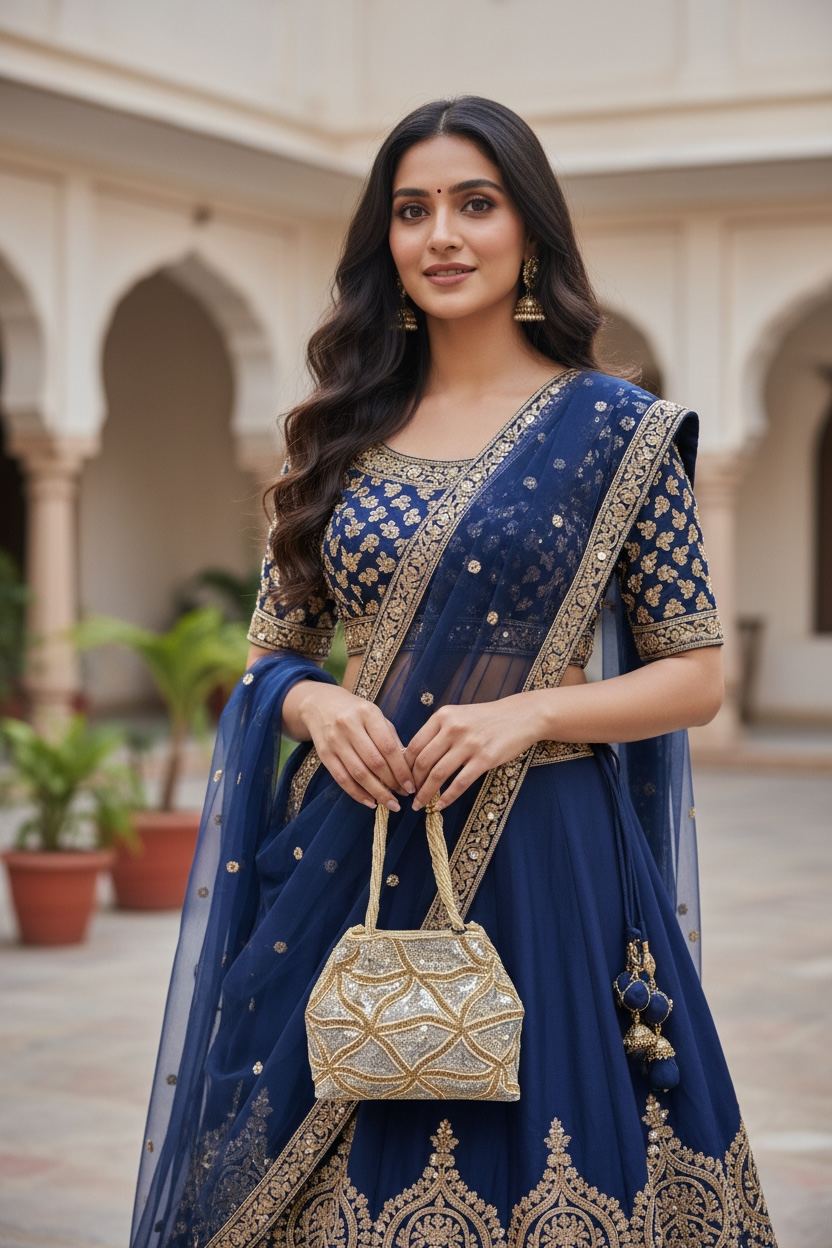 Trikon Beige Gold 3 Magnet Potli