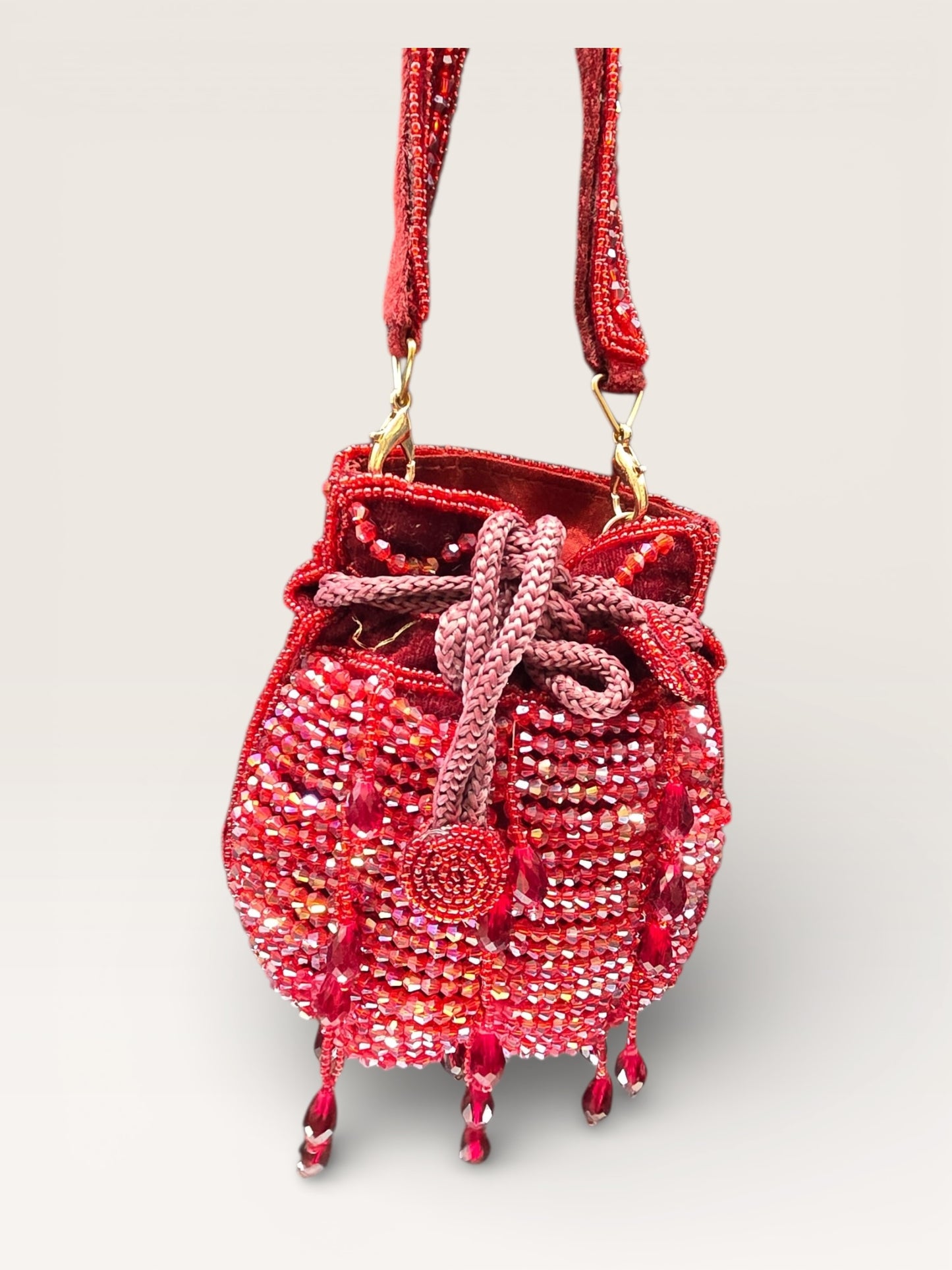 Rimzim Maroon Crystal Mini Potli