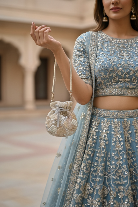 Hiranya Silver Mini Potli