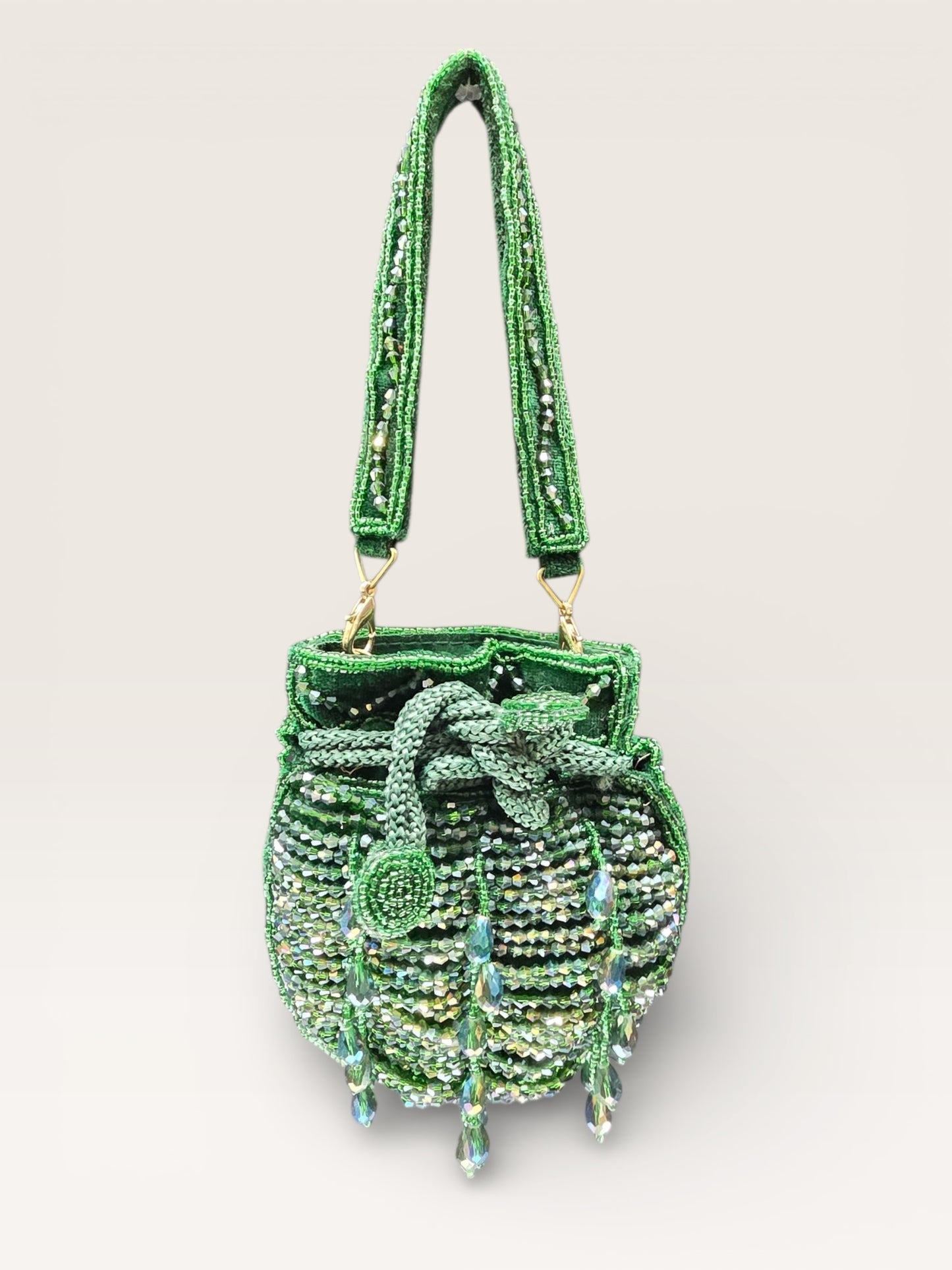 Rimzim Bottle Green Crystal Mini Potli