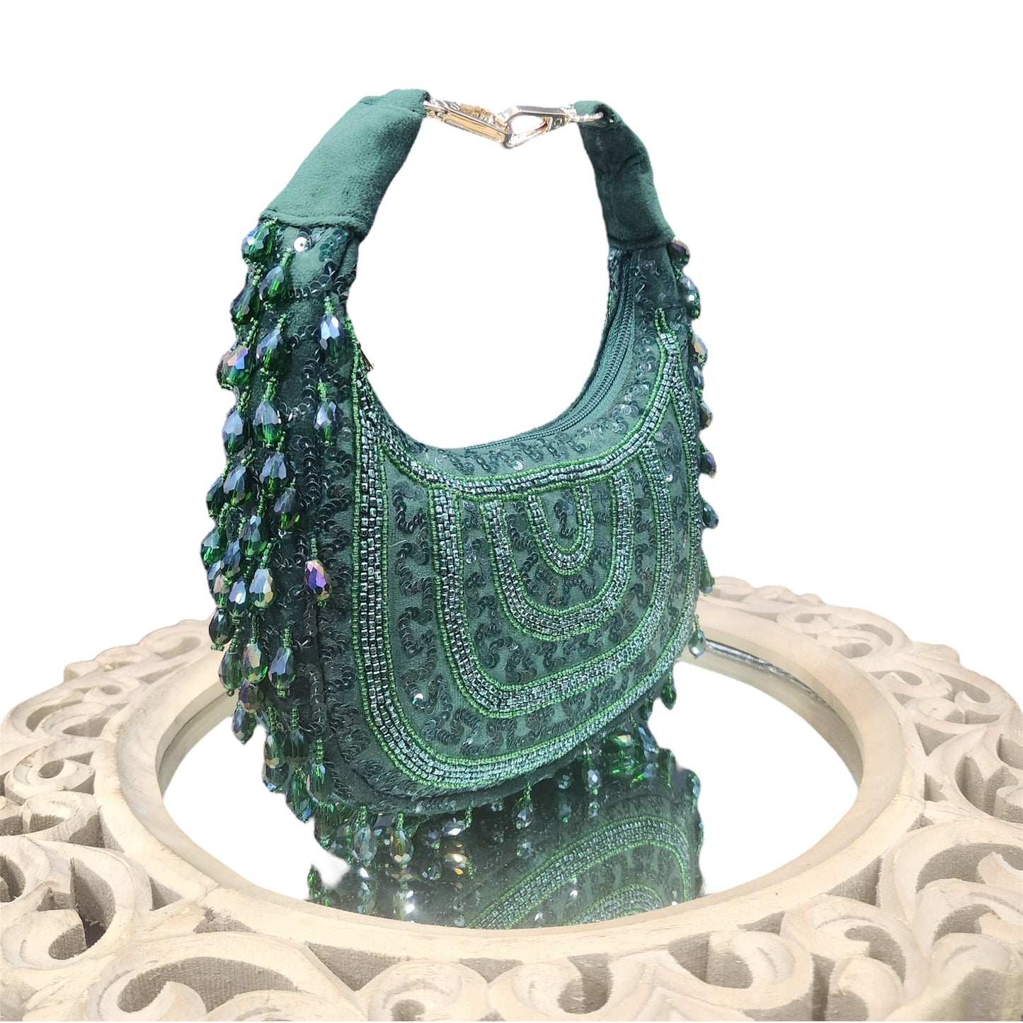 Chand Glam Green Crystal Bag