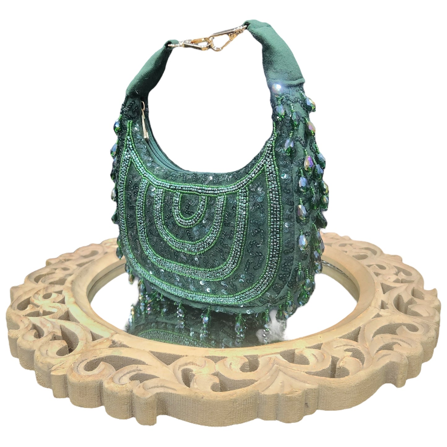 Chand Glam Green Crystal Bag