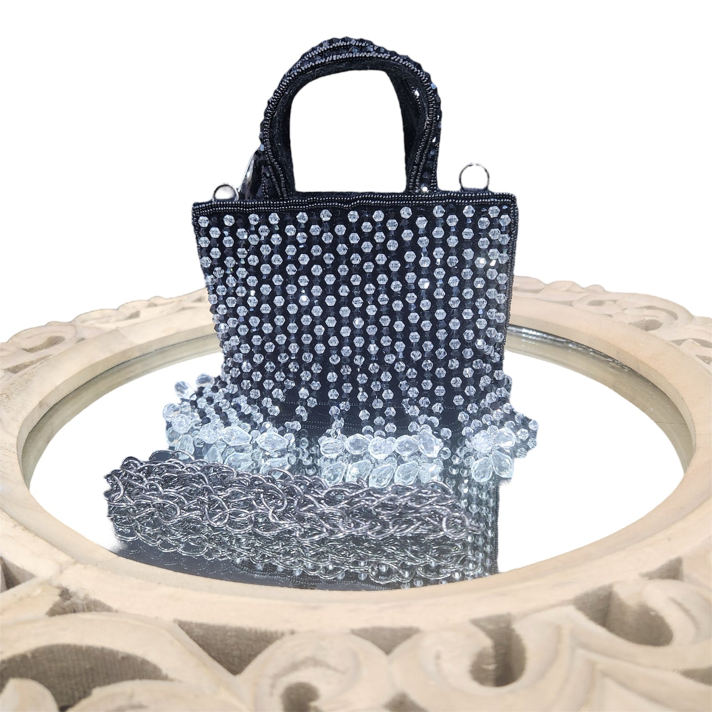 Gleam Mini Black Crystal Bag