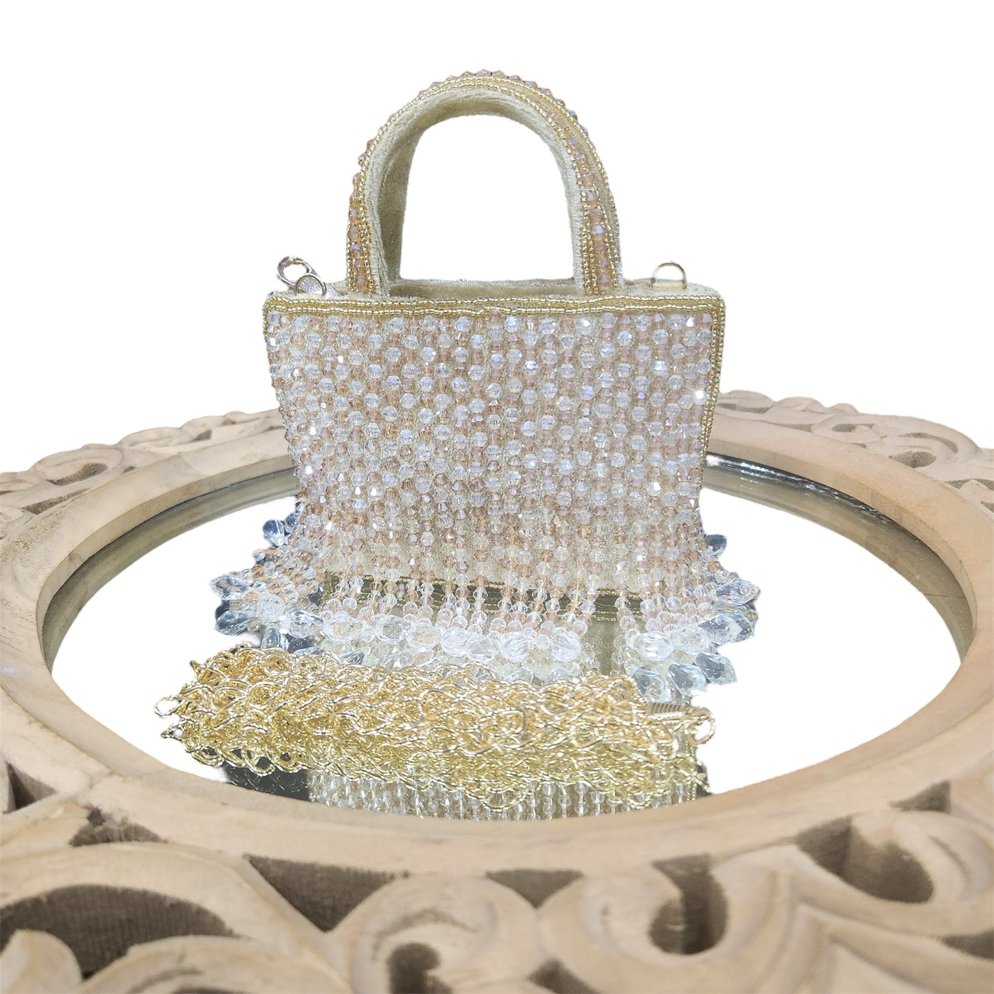 Gleam Mini Gold Crystal Bag
