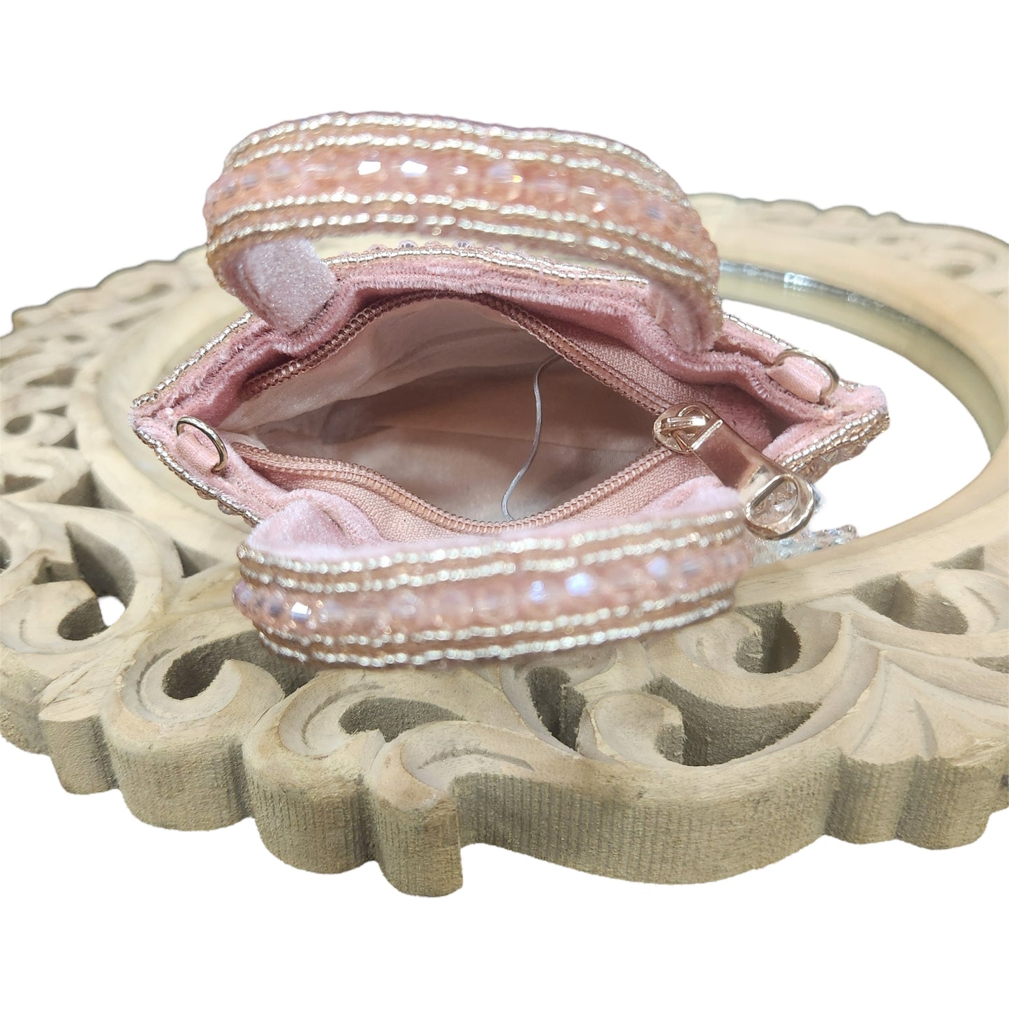Gleam Mini Rose Gold Crystal Bag