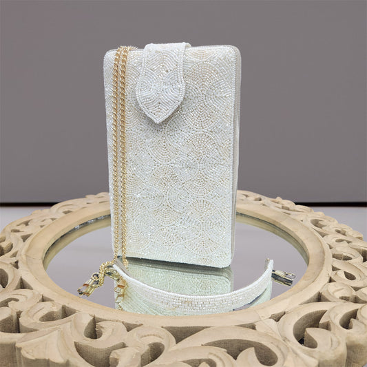 Noor White Box Clutch