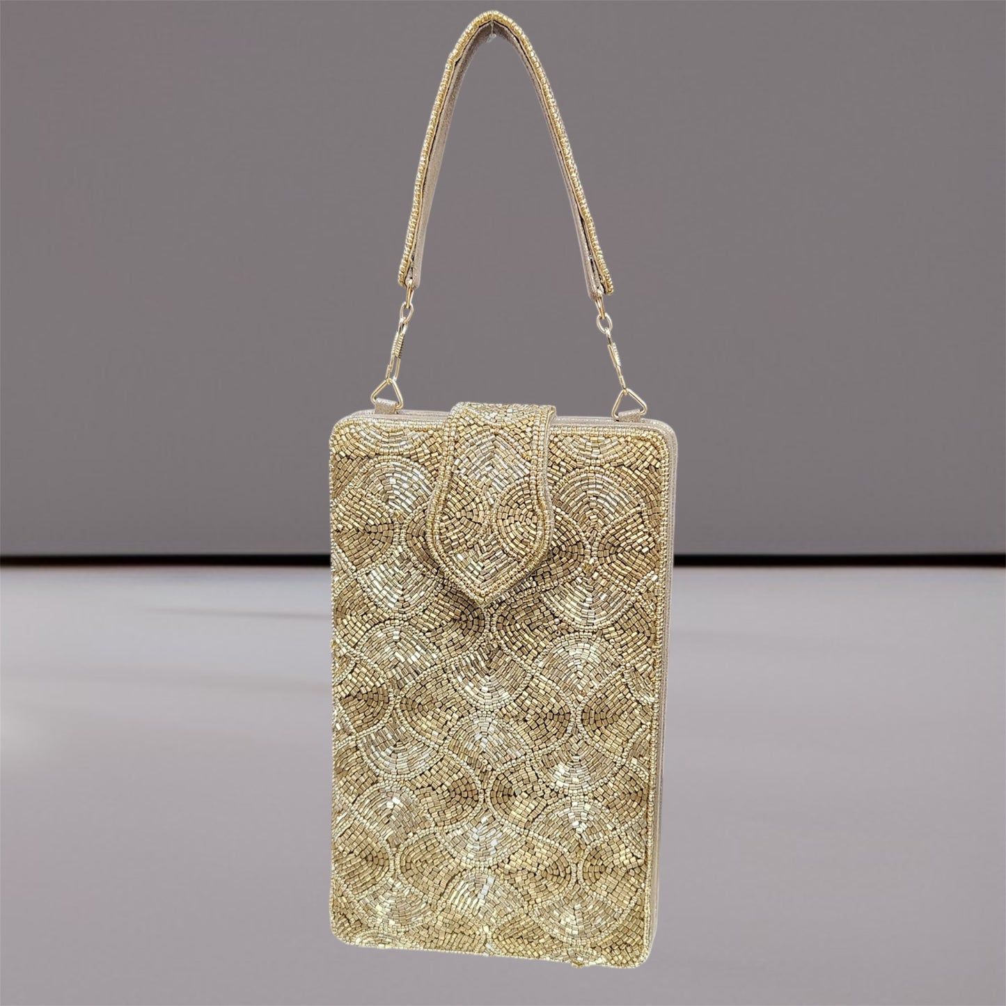 Noor Antique Gold Box Clutch