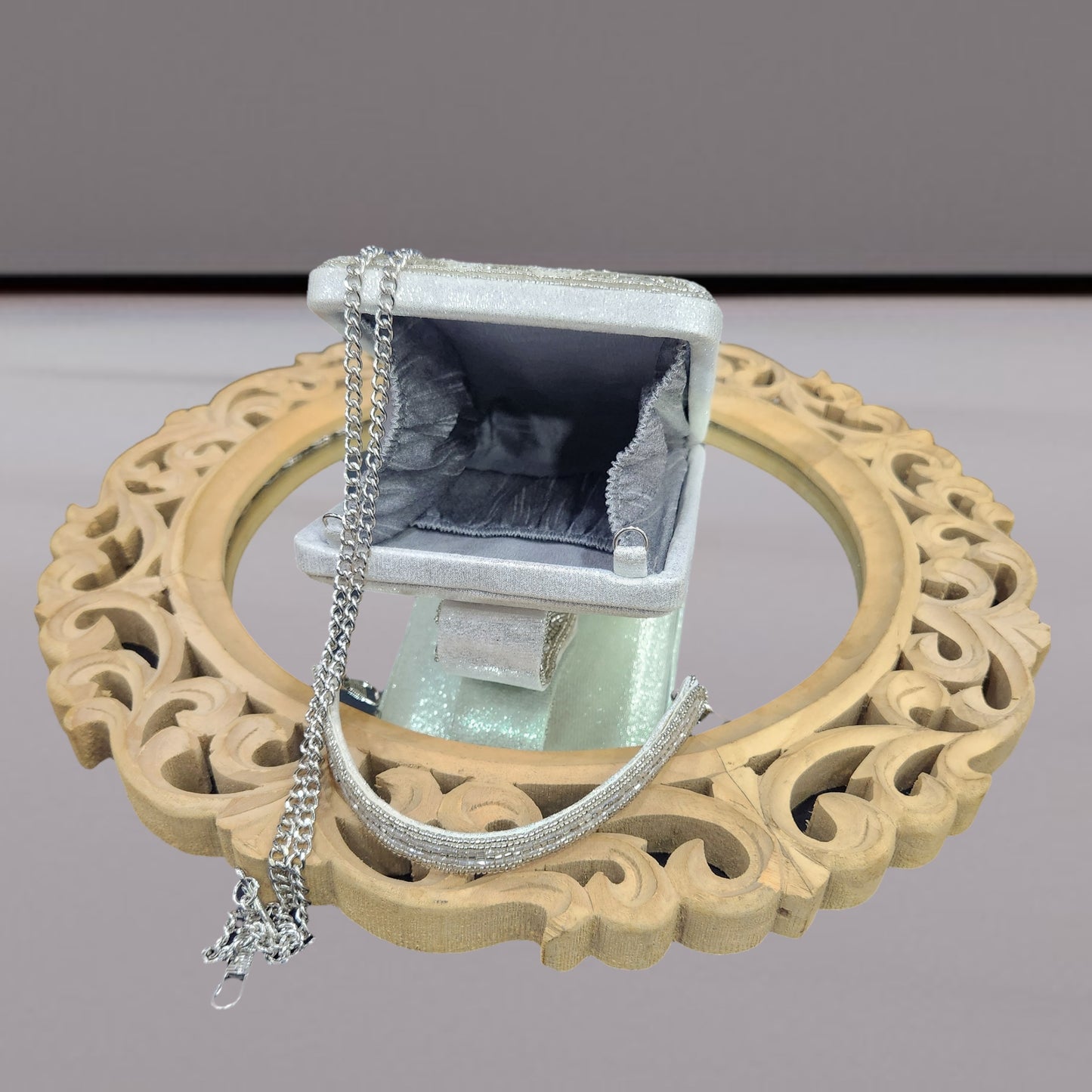 Noor Silver Box Clutch