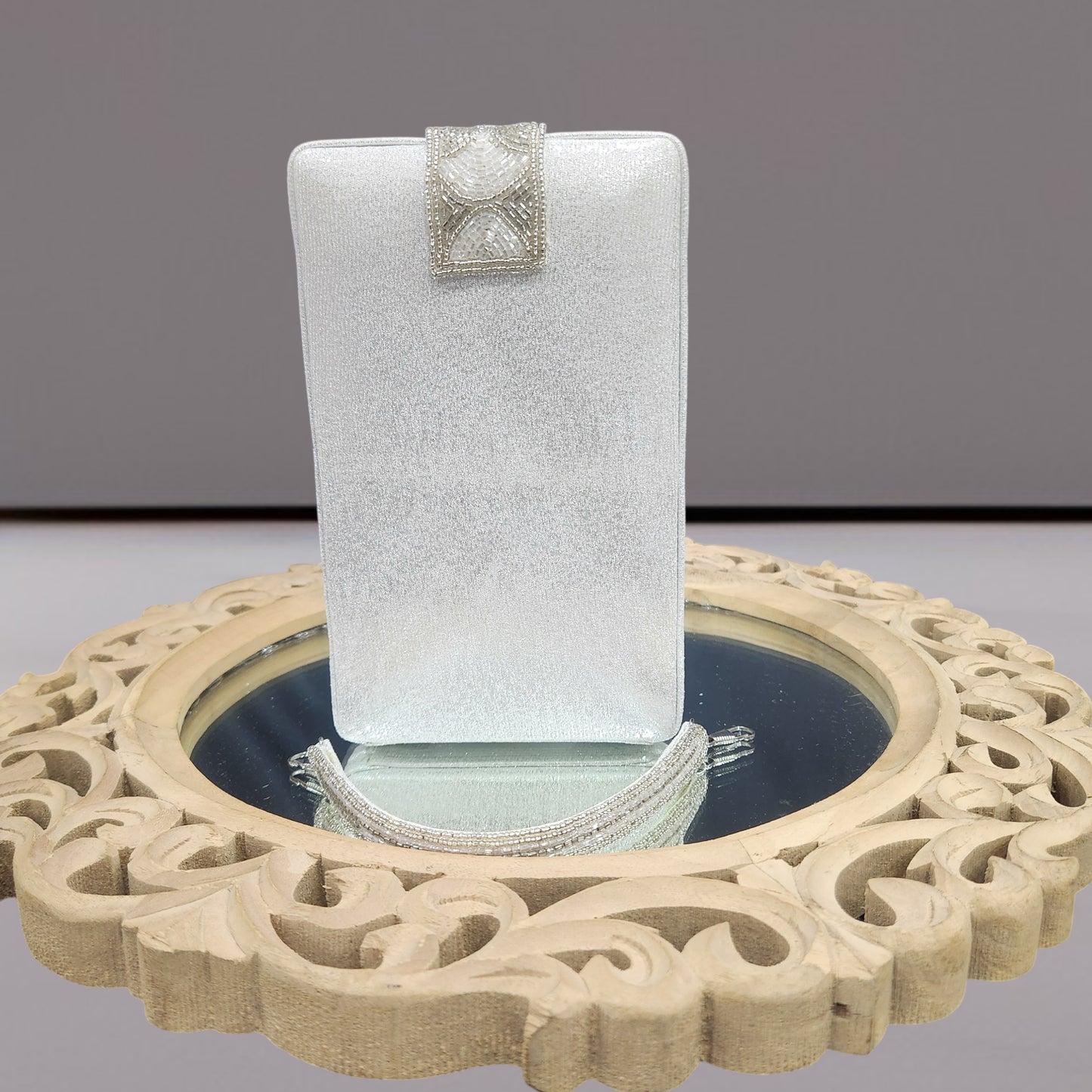 Noor White Box Clutch