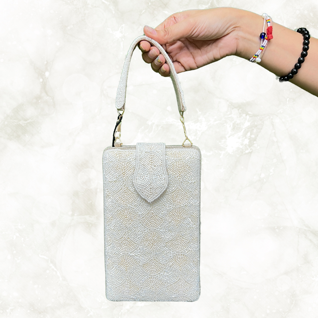 Noor White Box Clutch