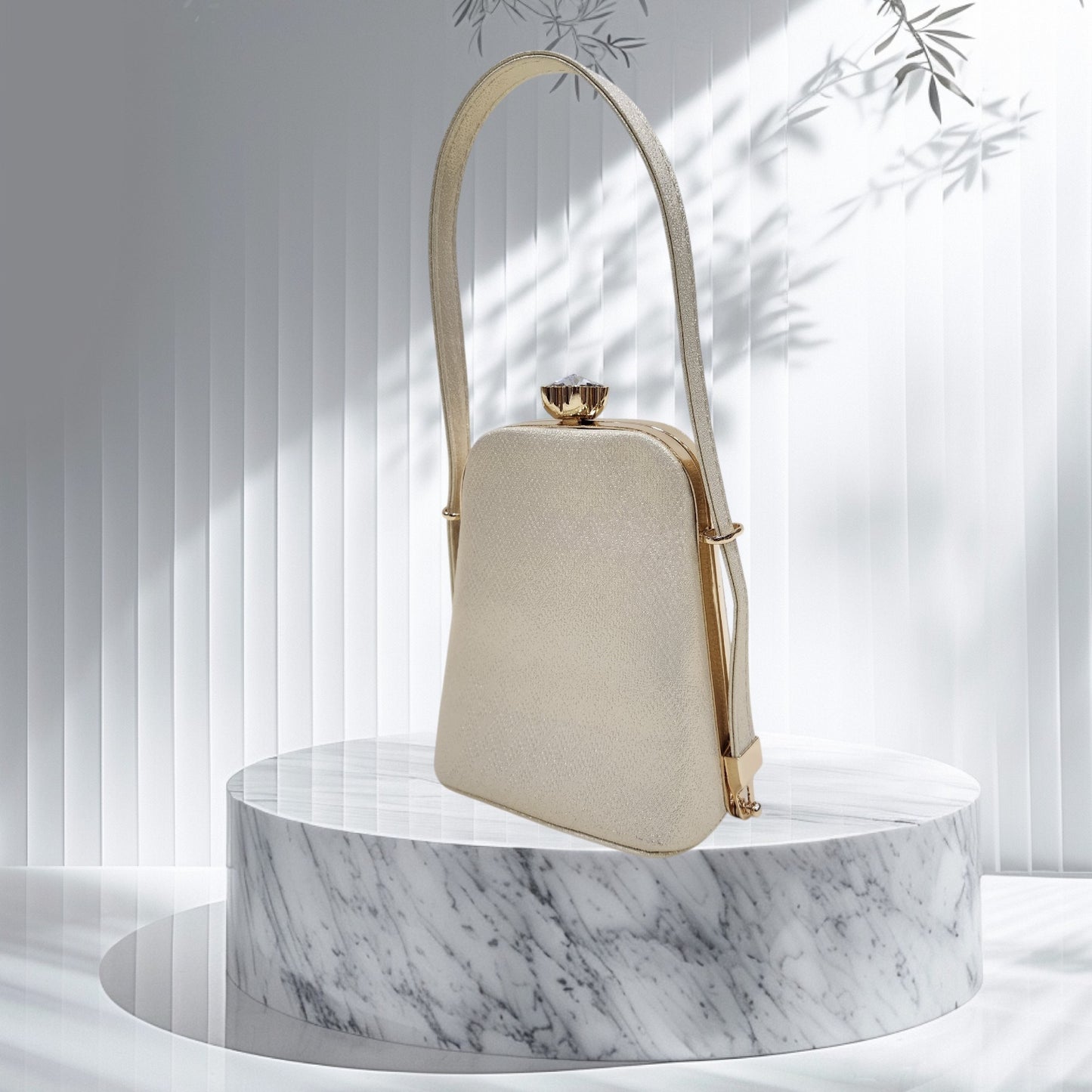 Prism Chevron Gold Box Clutch
