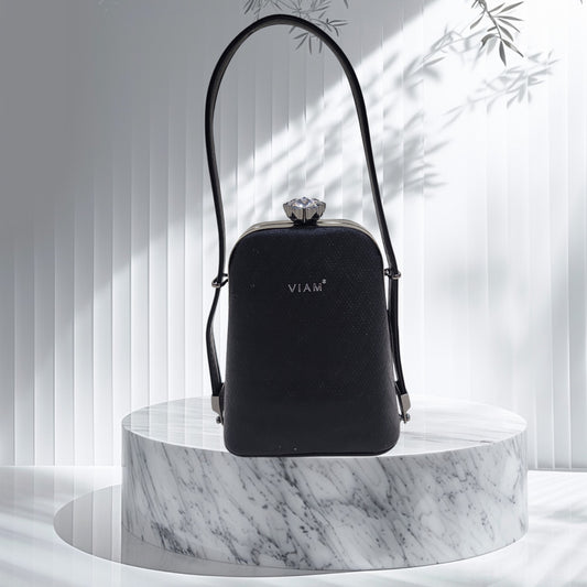 Prism Chevron Black Box Clutch