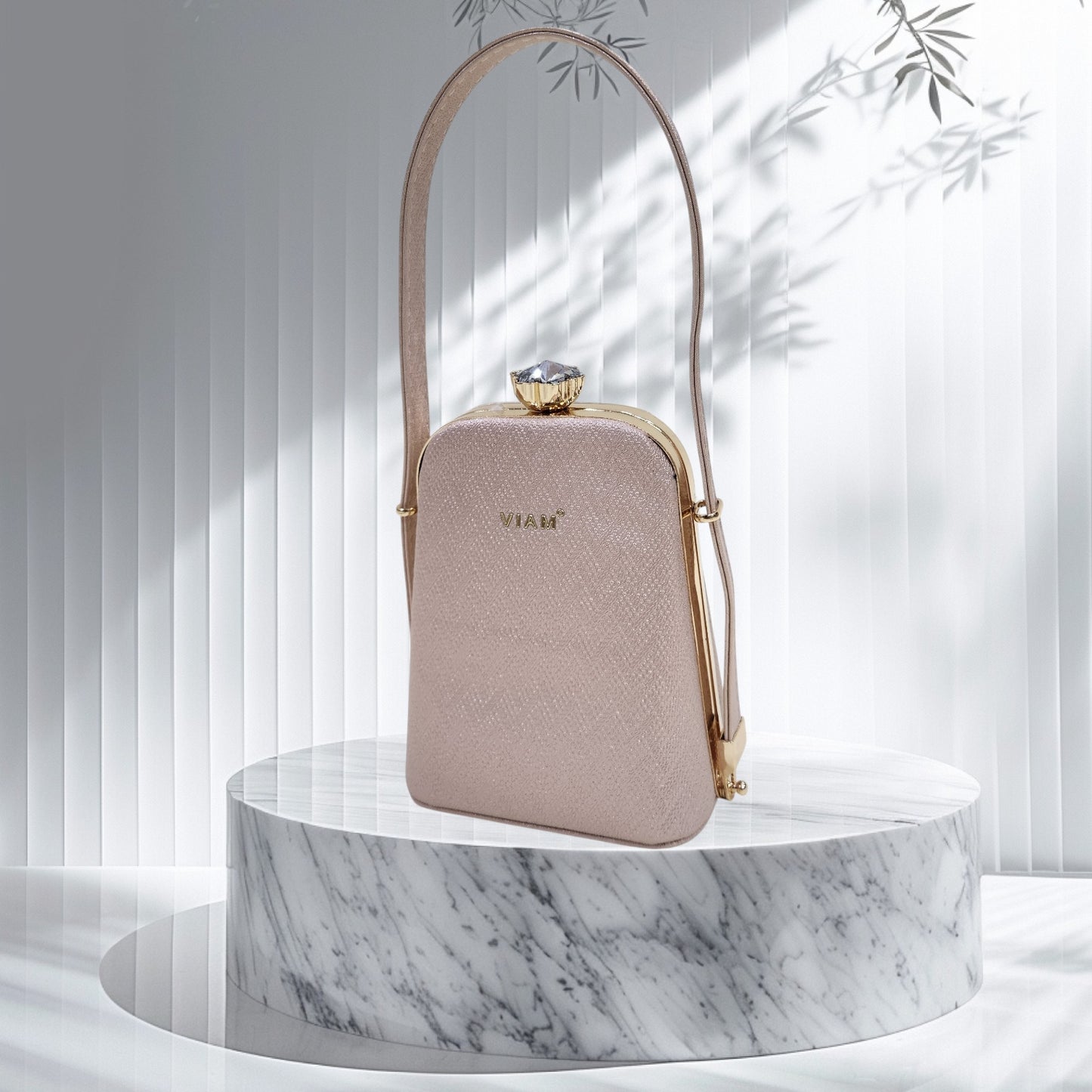 Prism Chevron Rose Gold Box Clutch