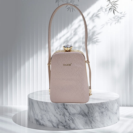 Prism Chevron Rose Gold Box Clutch