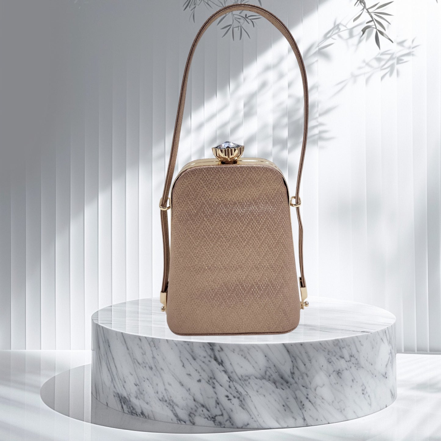 Prism Chevron Copper Box Clutch