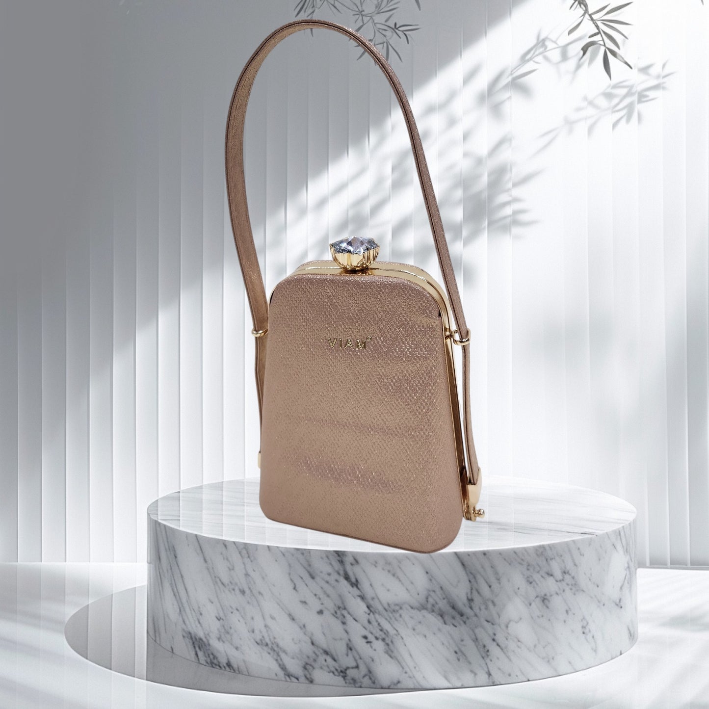 Prism Chevron Copper Box Clutch
