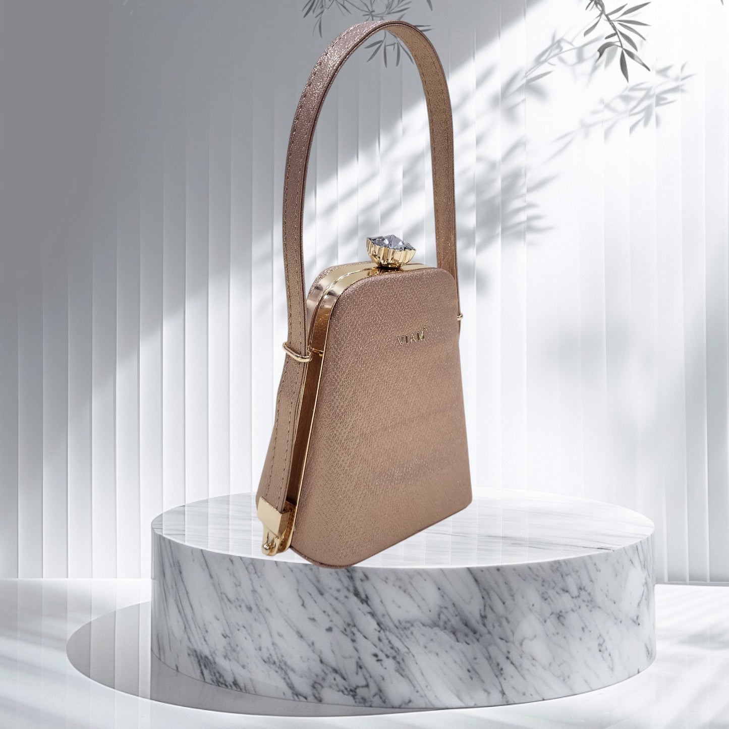 Prism Chevron Copper Box Clutch