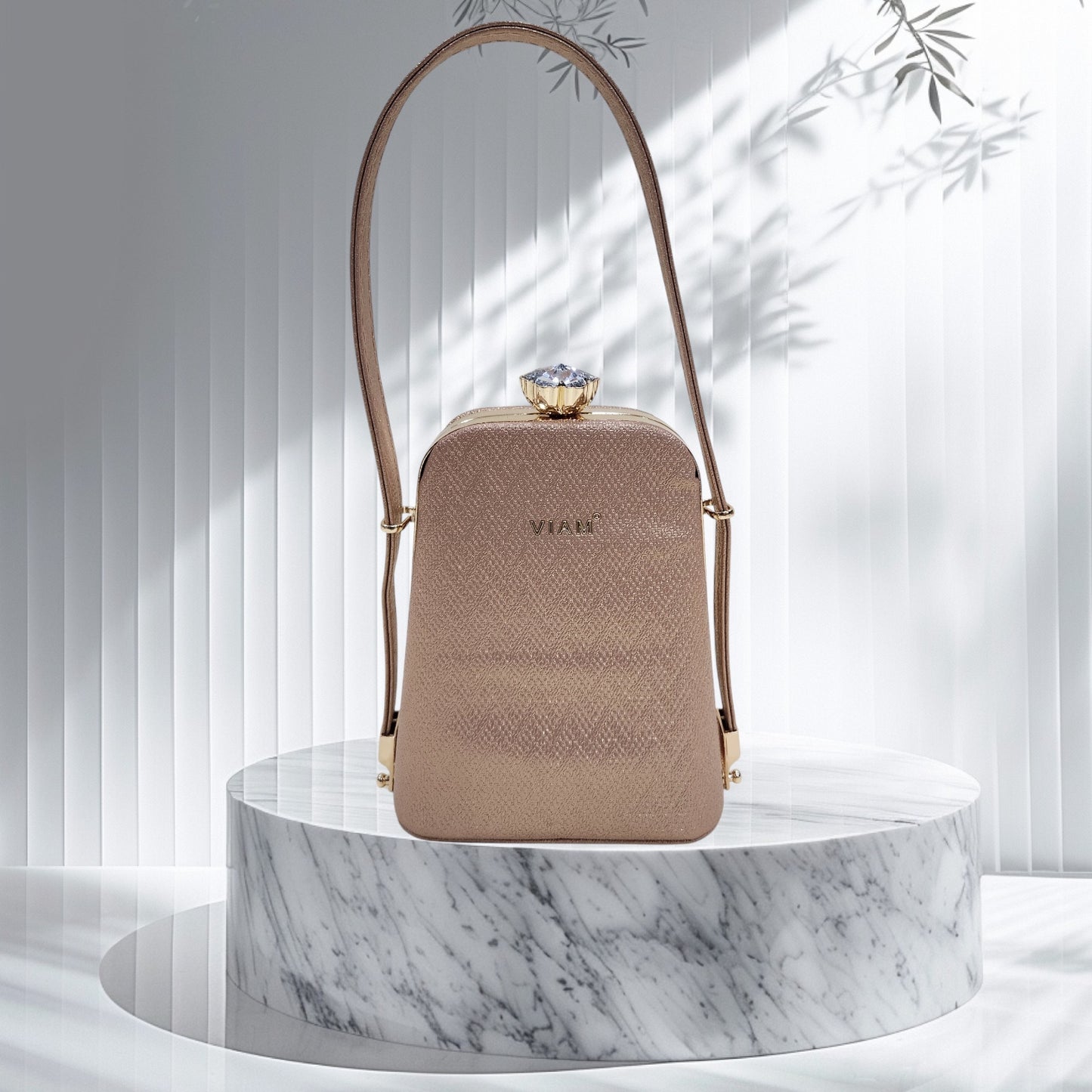 Prism Chevron Copper Box Clutch