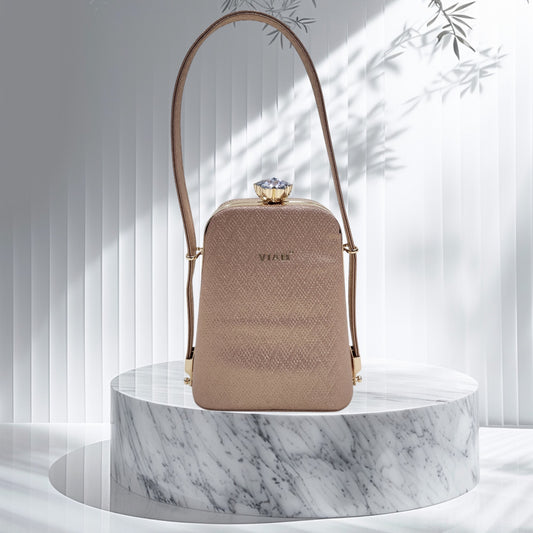 Prism Chevron Copper Box Clutch