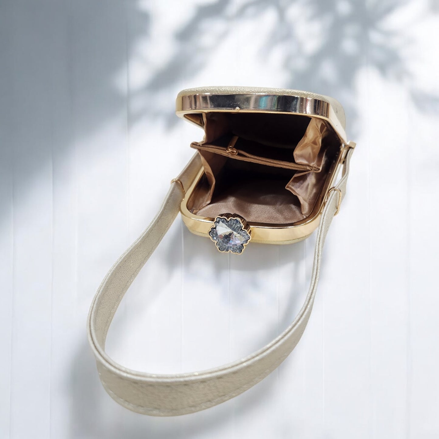 Prism Chevron Gold Box Clutch