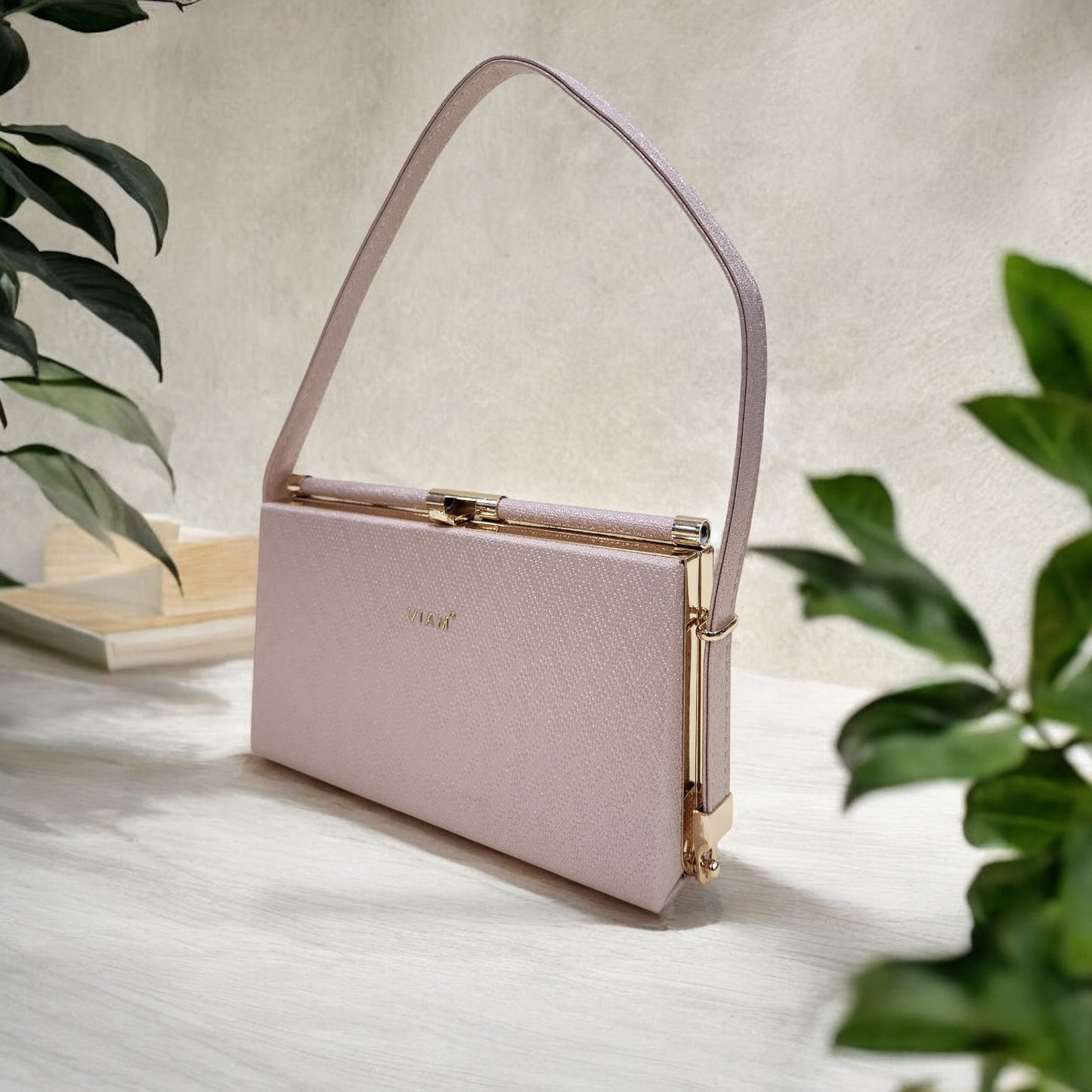 Bliss Chevron Rose Gold Box Clutch
