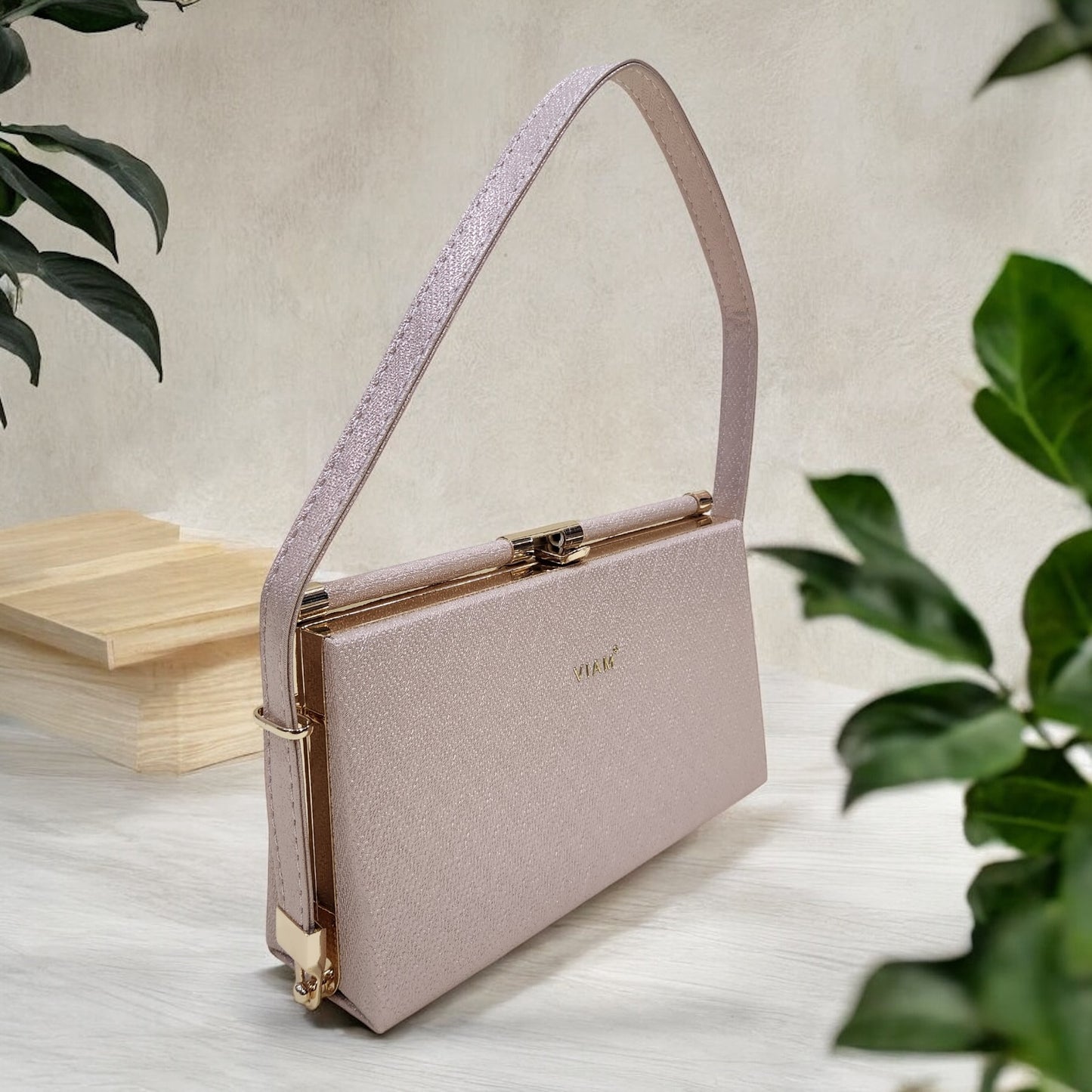 Bliss Chevron Rose Gold Box Clutch