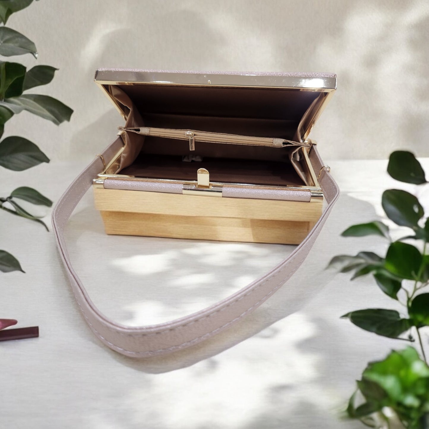 Bliss Chevron Rose Gold Box Clutch