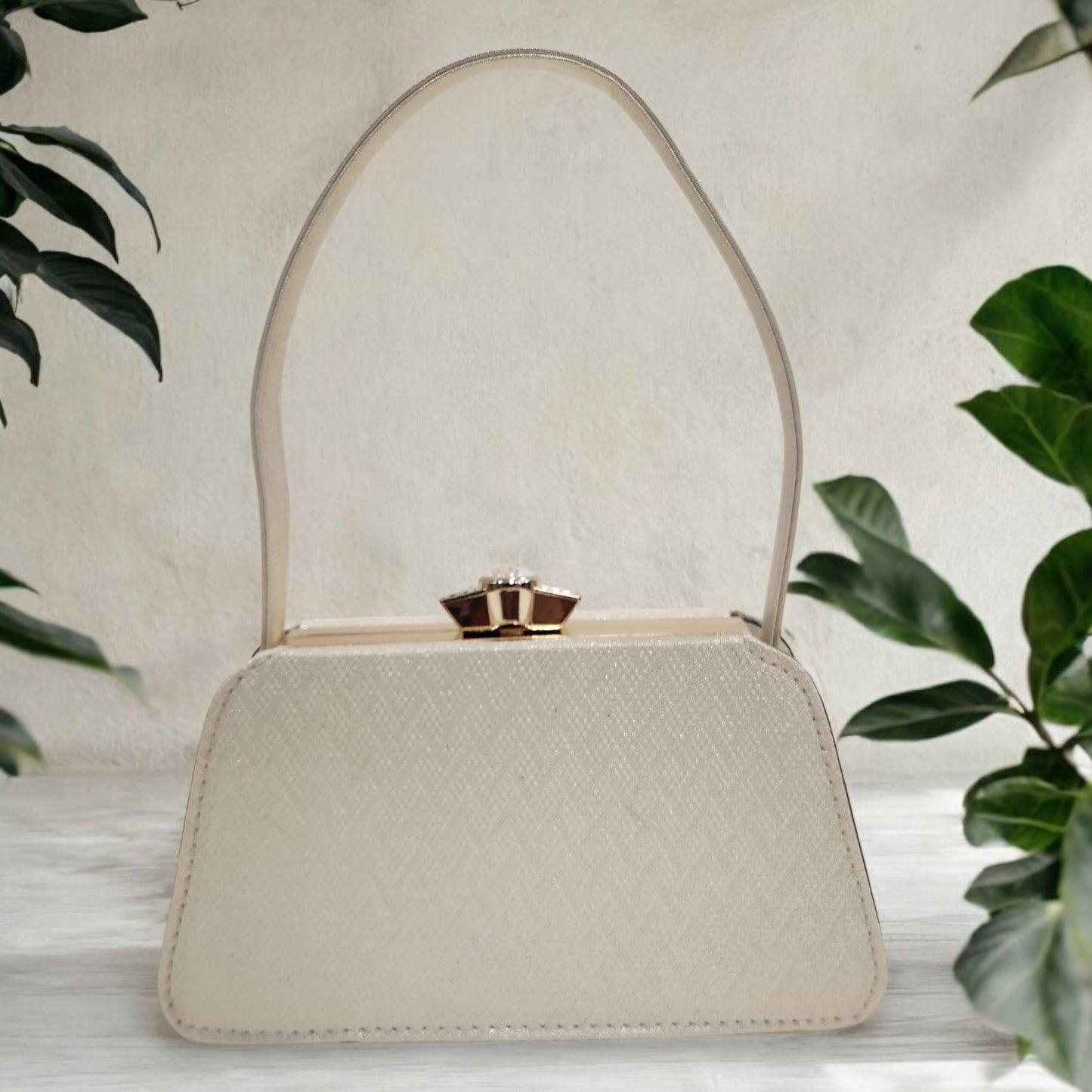 Trapeze Chevron Gold Box Clutch