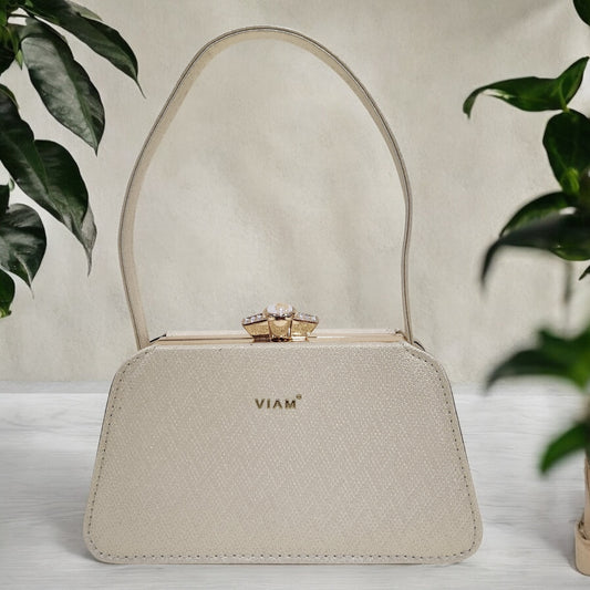 Trapeze Chevron Gold Box Clutch