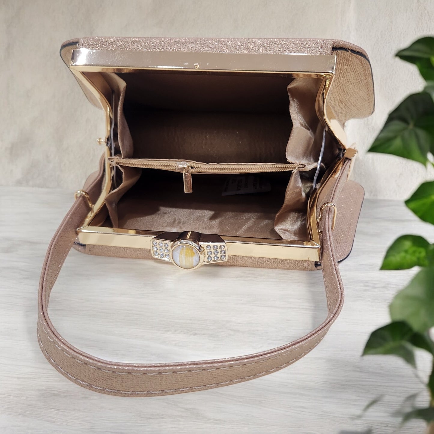 Trapeze Chevron Copper Box Clutch
