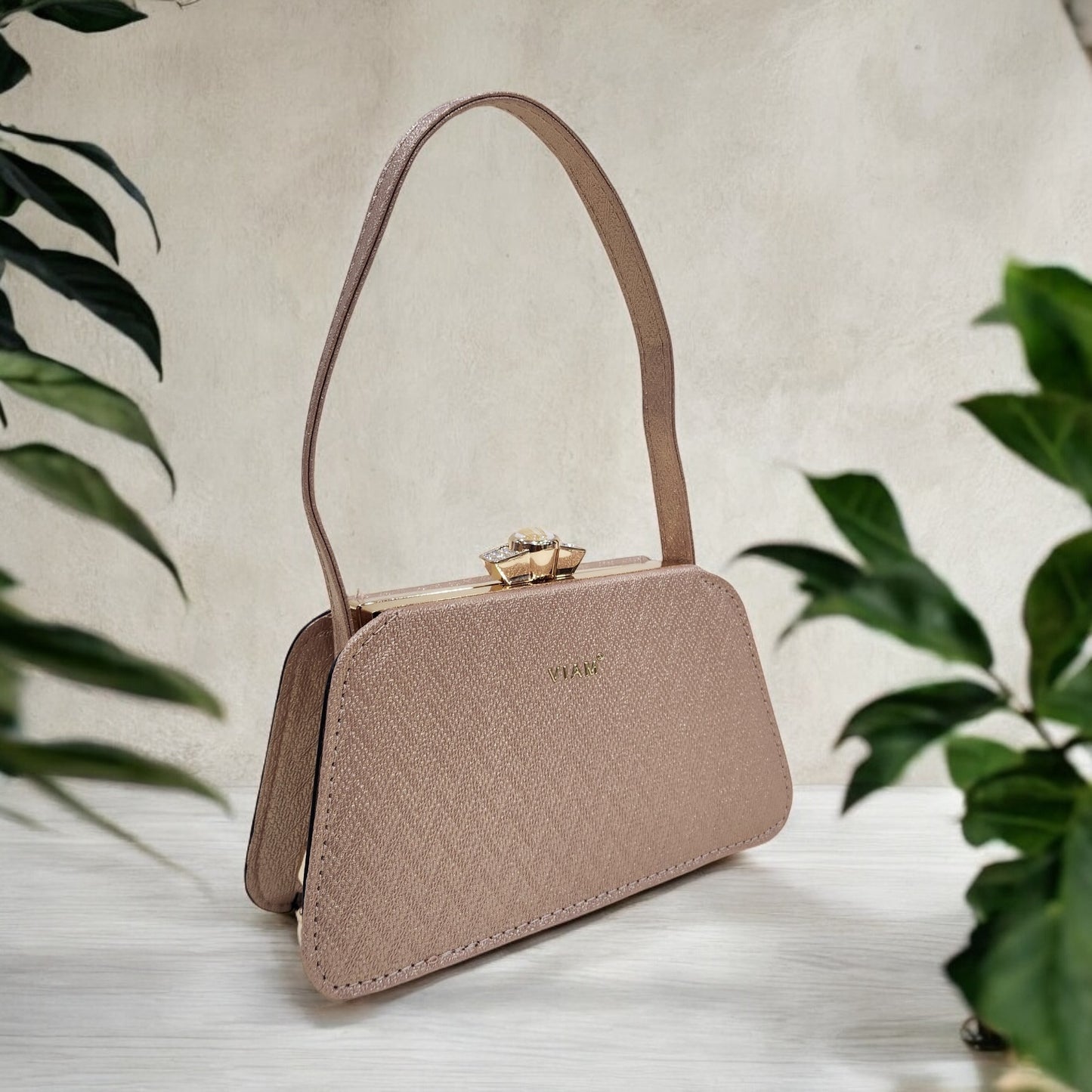 Trapeze Chevron Copper Box Clutch