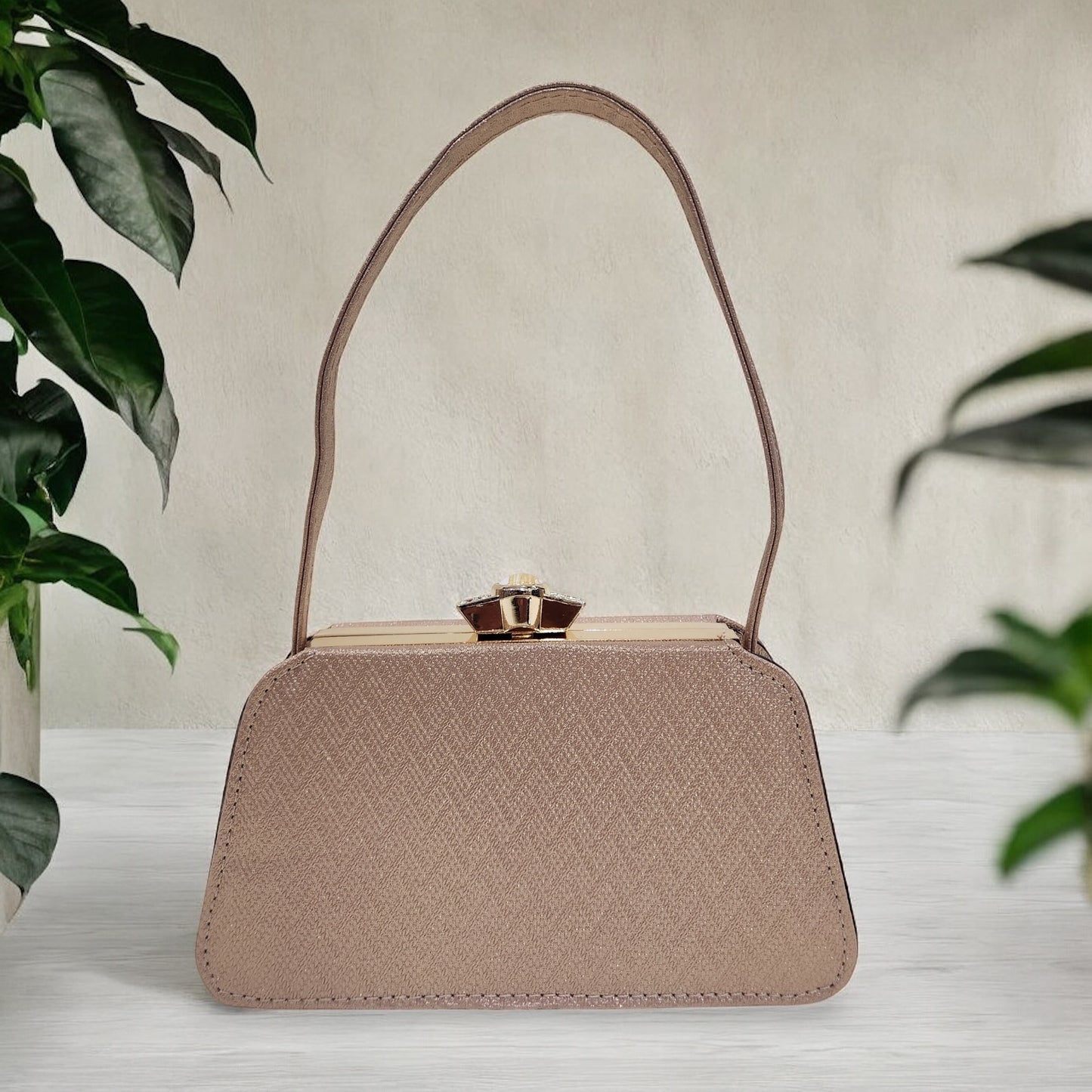 Trapeze Chevron Copper Box Clutch