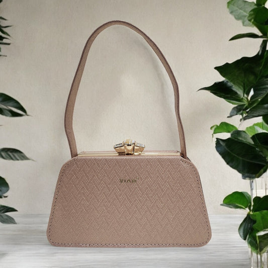 Trapeze Chevron Copper Box Clutch