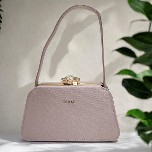 Trapeze Chevron Rose Gold Box Clutch