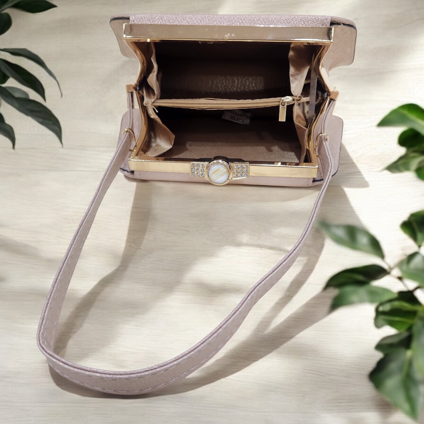 Trapeze Chevron Rose Gold Box Clutch
