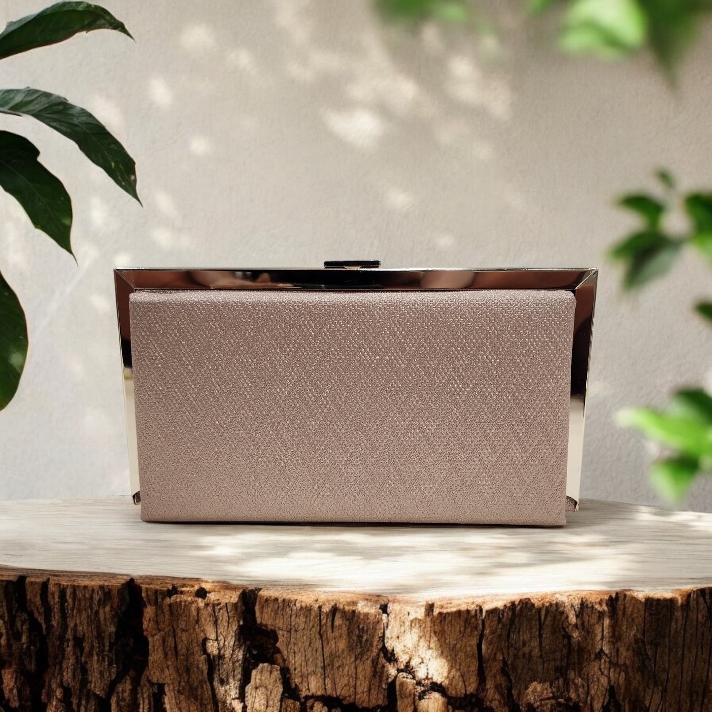 Sleek Chevron Copper Box Clutch