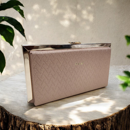 Sleek Chevron Copper Box Clutch