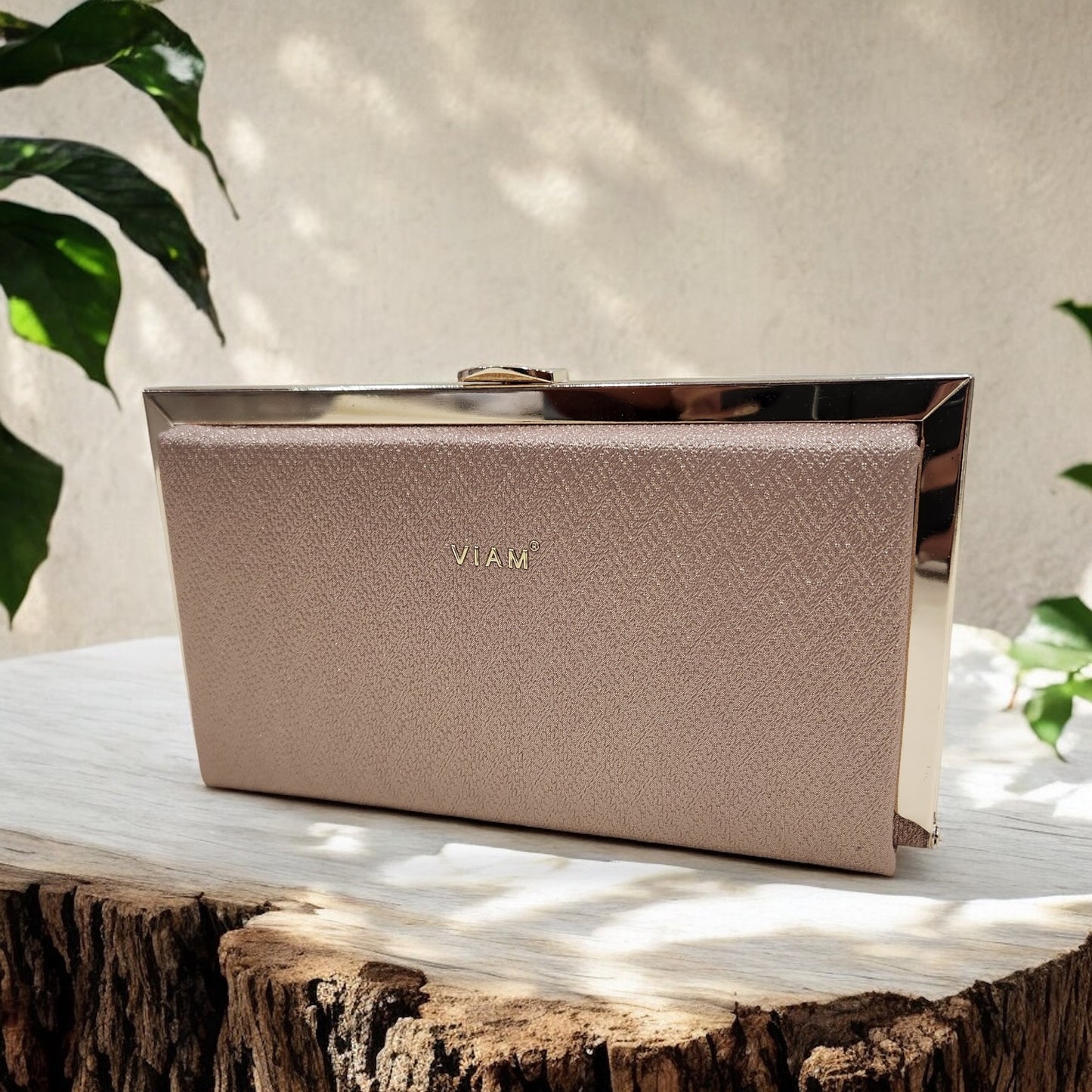 Sleek Chevron Copper Box Clutch
