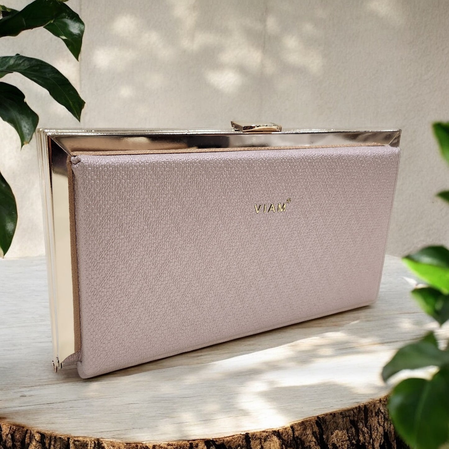 Sleek Chevron Rose Gold Box Clutch