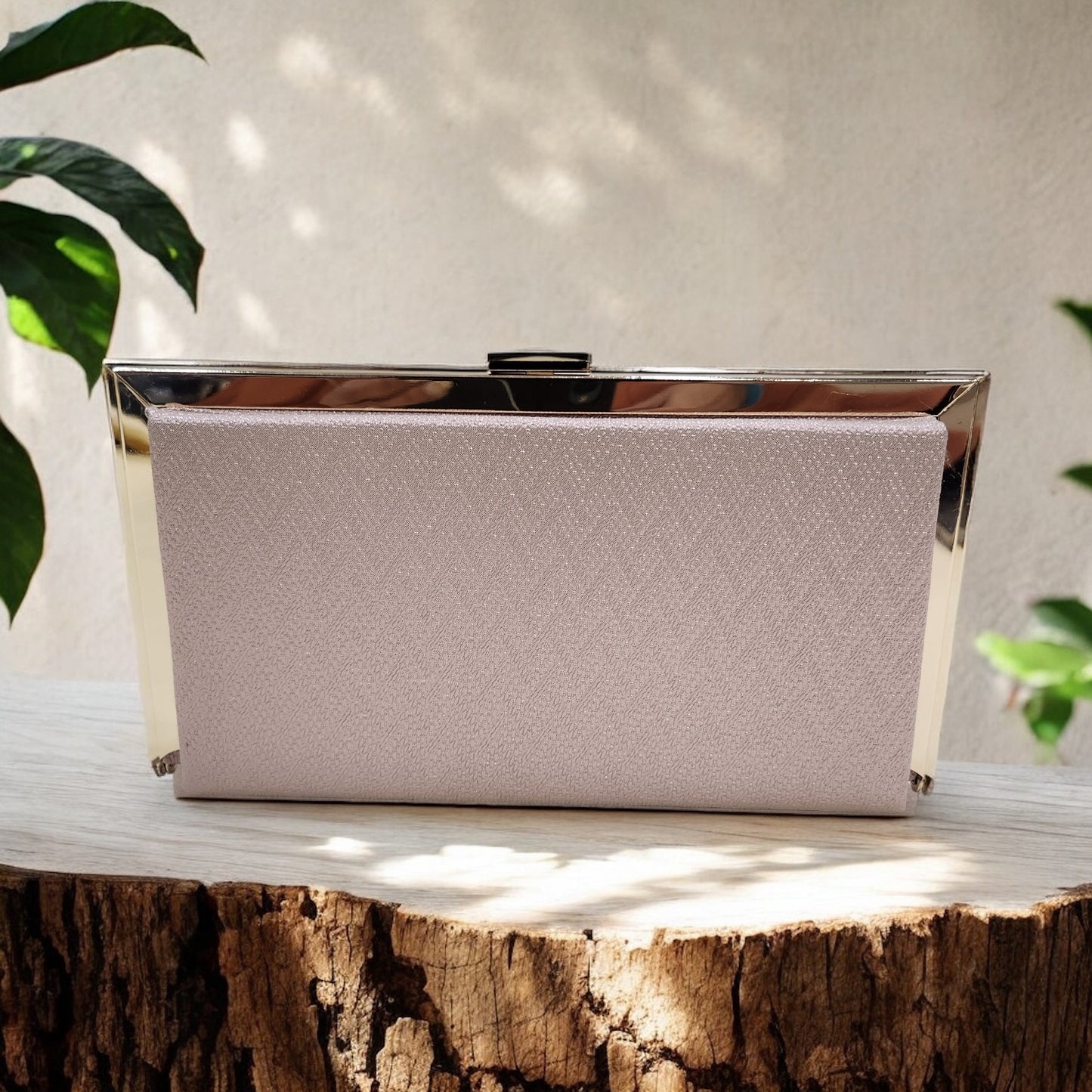 Sleek Chevron Rose Gold Box Clutch